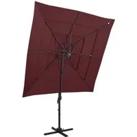 Sonnenschirm mit Aluminium-Mast 4-lagig Bordeauxrot 250x250 cm