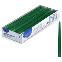 DeinPack 10 Spitzkerzen - Dunkelgrün - Dekorative Haushaltkerzen - Brenndauer 8 Stunden