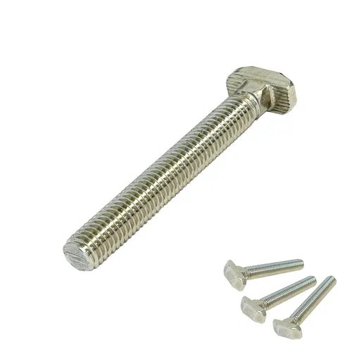 50x Hammerkopfschraube M8x60 - Ideal für Aluminiumprofile - Hochwertige Hammerkopfschraube aus vernickeltem Kohlenstoffstahl, perfekt für den professionellen Einsatz in Aluminiumprofilen. Robuste und zuverlässige Verbindung mit Hammerkopf-Design.