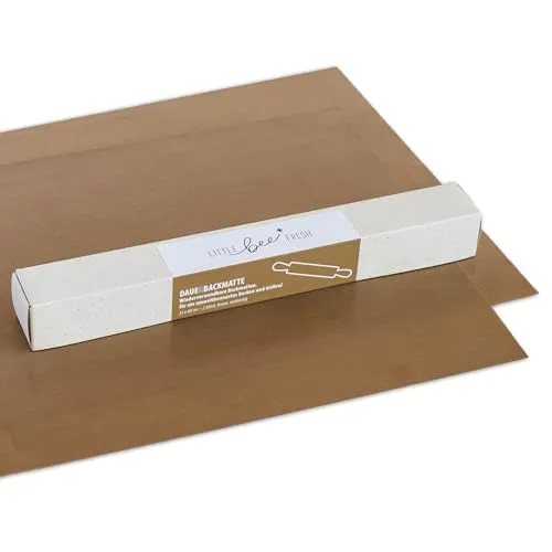 little bee fresh Dauerbackmatte (2er Set) – 2 Stück (33x40 cm) – Wiederverwendbare Backmatte | Dauerbackfolie | Nachhaltige Alternative zu Backpapier | Hitzebeständig bis 260°C | Premium-Qualität