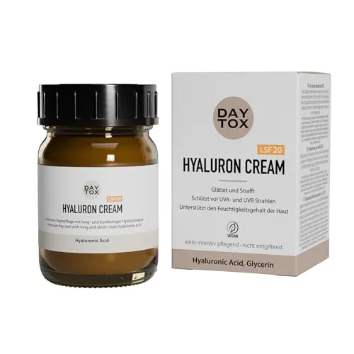 Gesichtscreme mit LSF 20 & Hyaluron Säure – Vegan, ohne Silikone, Made in Germany, DAYTOX – Hyaluron Cream – 50 ml