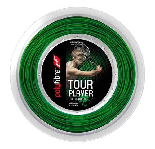 Polyfibre Tour Player Green Touch 200m - Hochleistungs-Tennissaite - Tennissaite mit exzellenter Haltbarkeit und Kontrolle, ideal für routinierte Spieler. Die innovative SMD-Technologie sorgt für hohen Spin und lange Lebensdauer.