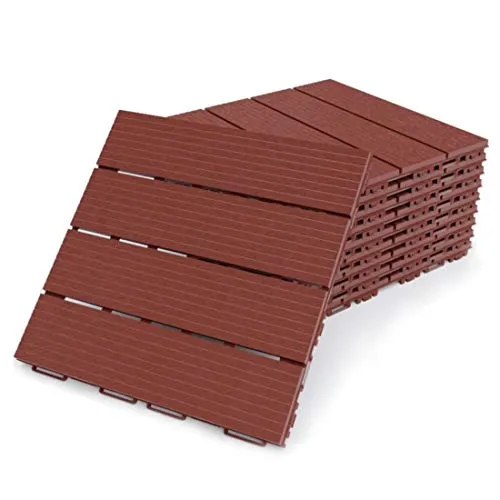 FORTENA Terrassenfliesen 30x30cm – 8 Stück, rutschfeste Klickfliesen in Holzoptik
