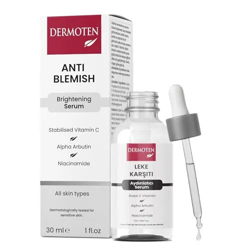 DERMOTEN Anti-Hautunreinheiten und aufhellendes Serum zur Hautpflege, Korrektur dunkler Flecken mit stabilisiertem Vitamin C und Niaciamide, Reduzierung von Hautunreinheiten, alle Hauttypen, 30 ML