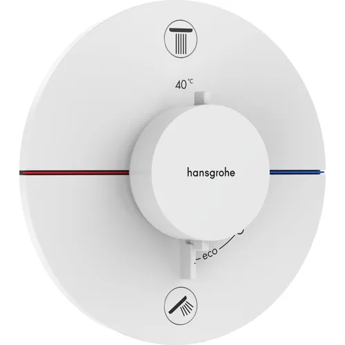 hansgrohe ShowerSelect Comfort S Thermostat Unterputz für 2 Verbraucher - Duscharmaturen mit komfortabler Select-Taste für einfaches Ein- und Ausschalten. Flache Rosette und einfache Installation bieten mehr Platz und Flexibilität in der Dusche.