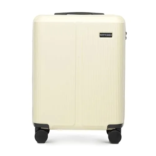 WITTCHEN Stripes Line | Kabinenkoffer 55 × 39 × 20 cm (M) | Hartschale ABS handgepäck Koffer 36 l, 4 Rollen 360° & Zahlenschloss | Handgepäck Tasche für Lufthansa/Eurowings/Ryanair | Farbe: Creme