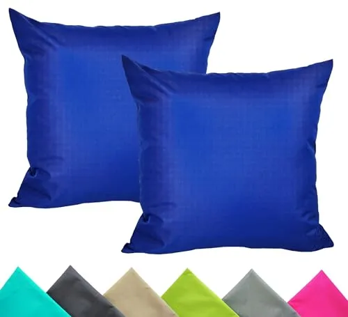JACK 2er Set 40x40cm Outdoor Kissenhülle Kissenbezug Wasserfest Sitzkissen Lounge Kissen Garten Stuhl Lotus Effekt, Farbe:Blau