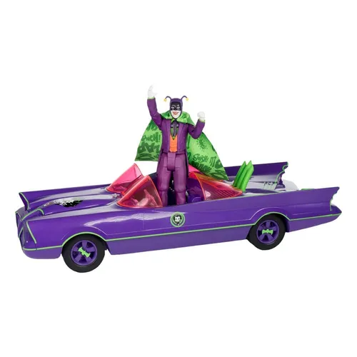 McFarlane Toys DC Retro Batmobil & The Joker (Batman 66') - 2 Stück - Spielfigur Spielsets mit detailgetreuem Batmobil und Joker-Figur, perfekt für Fans und Sammler, die den ikonischen Kampf zwischen Batman und Joker erleben möchten.