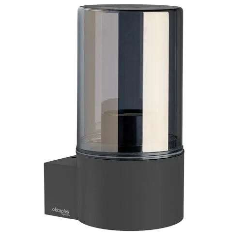 Oktaplex Puno Aluminium Außenlampe IP44 mit E27 Fassung Wandleuchte aussen Rauchglas anthrazit Außenleuchte 230V
