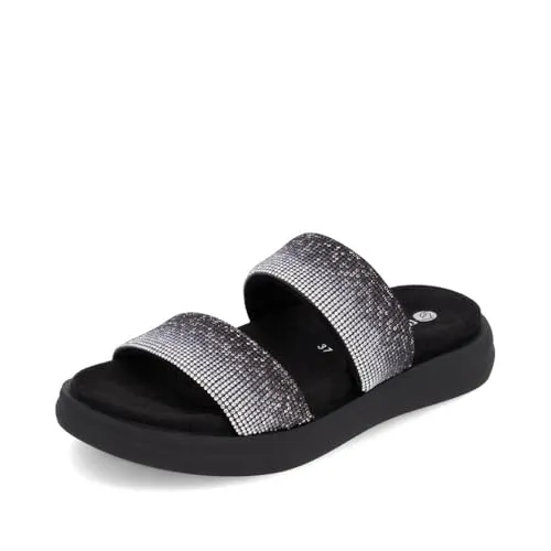 Funkelnde Pantolette mit Plateau in Schwarz, Gr. 43 - Stylische Pantolette von Remonte, ideal für den Sommer, mit funkelnden Strasssteinen für einen glamourösen Auftritt.