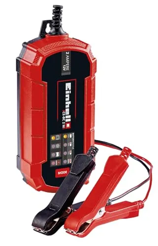 Einhell Autobatterie-Ladegerät CE-BC 2 M - 12 V, 2 A, intelligentes Mikroprozessorgesteuertes Ladegerät mit Erhaltungsladefunktion und IP65 Schutz