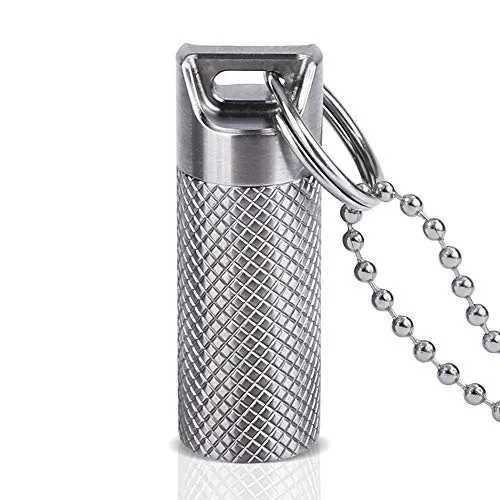 Opret Mini Titan Metall Pillendose Klein mit Schlüsselanhänger-Wasserdicht, Leichtes Gewicht für Reisen im Freien, Pillenbox Klein Tablettenbox Klein Tabletten Wochenbox Tablettendose für Unterwegs