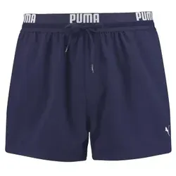 PUMA Herren Logo Short Length Swim Shorts - Navy, M EU - Badeshorts für Herren mit schnelltrocknendem Stretchmaterial, hergestellt aus Recyclingmaterialien für umweltbewusste Schwimmer.