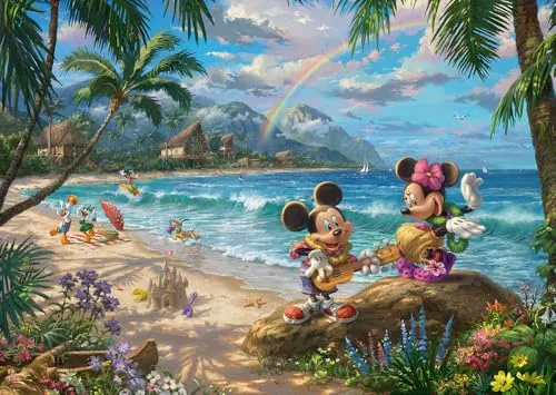 Schmidt Spiele 57528 - Disney Mickey und Minnie in Hawaii, 1000 Teile Puzzle, hochwertig und ideal für Puzzleliebhaber ab 12 Jahren