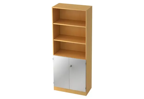 bümö Aktenregal office Regalschrank - 5 Ordnerhöhen, Dekor: Buche/Silber