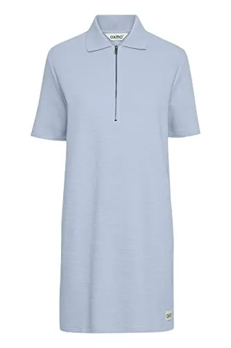 OXMO OXJonna Damen Freizeitkleid - Polokleid in Kentucky Blue, Größe XXL - Modisches Freizeitkleid mit Polo-Kragen und Reißverschluss, aus nachhaltiger Baumwolle, ideal für einen sportlichen Alltag.