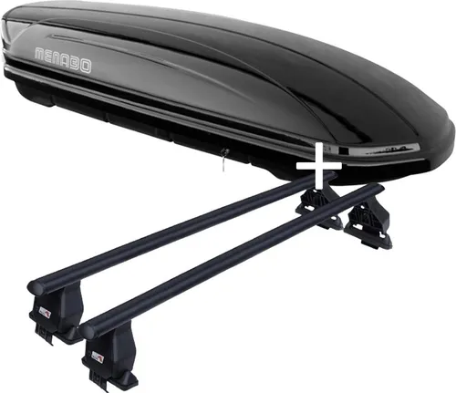 Dachbox VDPMAA320 320 Liter abschließbar schwarz + Dachträger Menabo Tema kompatibel mit Ds 4 (Mk2) 5 Türer ab 21