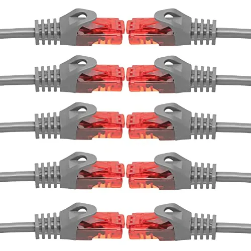 BIGtec 10 Stück – 1,5m LAN Kabel Netzwerkkabel Patchkabel Ethernet 2 x RJ45 Stecker High Speed grau kompatibel zu Cat.5 Cat.6 Cat.7 Cat.8 Switch Router Modem Patchpanel Access Point Patchfeld