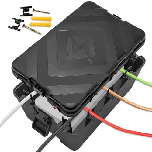 Yonality Außenbereich Elektrobox, IP54 wasserdicht, Gartensteckdose Verteilerdose, 7 Kabeleingänge und -ausgänge, wetterfester Elektrokasten zum Schutz von Verlängerungskabel, Steckdosenleisten