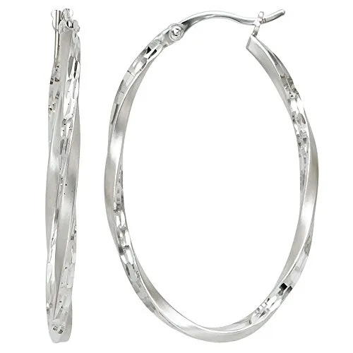 Elegante 40,6mm Creolen aus 925 Silber - Ohrschmuck für Damen, rhodiniert und gedreht für besonderen Glanz, ideal für jeden Anlass.