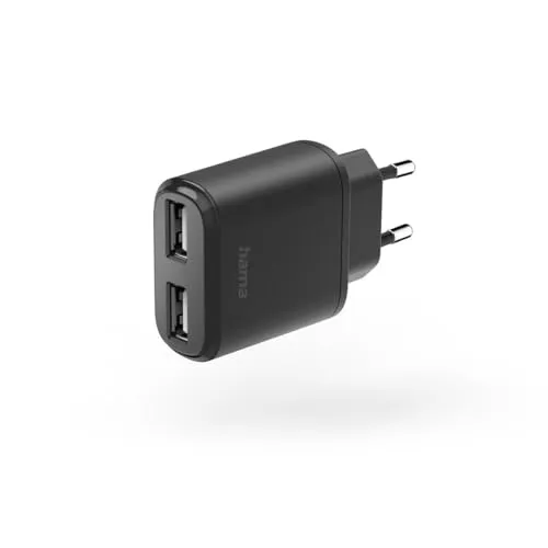 Hama Netzladegerät USB (2 USB-Ports, 5 V/2,4 A, Universal-Netzadapter, Ersatz-Ladegerät für iPhone 11 XR X XS Max 8 7 6 6S Plus 5S, Samsung Galaxy/Note, Pad, Xiaomi) Schwarz