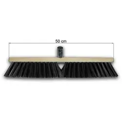 HELO24 Straßenbesen Industriebesen Besen Kehrbesen Saalbesen 50 cm Q2, handelsübliche Besenstiele (ca. 24 mm), Straßen- und Industriebesen-Einsätze im Außen- und Innenbereich, Kehren großer Flächen wie Hof, Terrasse, Gehweg oder Werkstattboden, robuster Industriebesen, breite Kehrfläche, langlebige Borsten schwarz Ø 2.4 cm x 6.5 cm x 50 cm x 9.5 cm