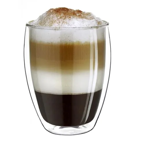 Creano doppelwandiges XXL Thermoglas 400ml, Extra großes hitzebeständiges Kaffeeglas/Teeglas/Latte Macchiato aus Borosilikatglas