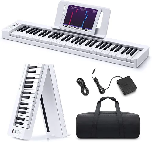 Donner DP-06 Faltbares Digitalpiano mit Pedal und Bluetooth - Tragbares 61-Tasten E-Piano mit Anschlagempfindlichkeit und Bluetooth-Konnektivität für flexibles Musizieren und Lernen, ideal für Zuhause oder unterwegs.