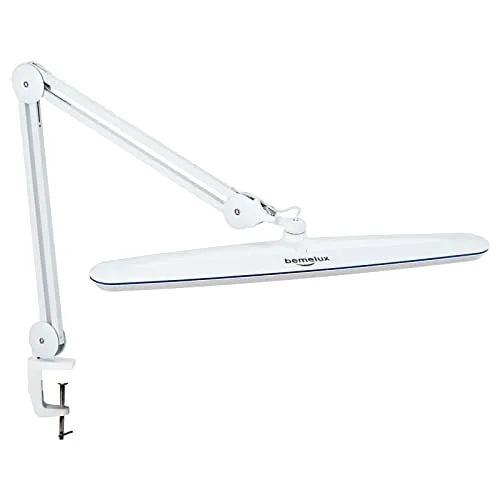 bemelux 24W LED-Schreibtischlampe mit Klemme, 58cm breit, 2200 Lumen, 4 dimmbare Helligkeitsstufen, 117 SMD-LEDs – Drehbare Lampe für Büro, Zuhause (Weiß)