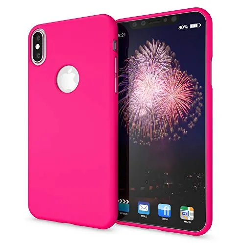 NALIA Neon Silikonhülle für iPhone XS Max - Soft-Touch & Signal-Neon - NEONSHOCK (Matte Schutzhülle) - Marke aus Berlin, Farbe:Pink