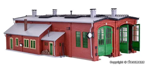 Vollmer 45752 Lokschuppen mit Türschließvorrichtung - Modelleisenbahnen-Zubehör, hochwertiger Bausatz im Maßstab 1:87 für realistische Modellbahnanlagen mit praktischer Türschließvorrichtung.