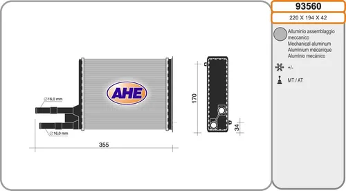 AHE Wärmetauscher, Innenraumheizung 93560