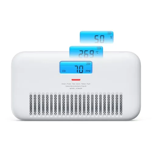 X-Sense Kohlenmonoxid-Melder mit Temperatur- & Feuchtigkeitsüberwachung, Sprachansagen, CO Melder mit austauschbarer Batterie, LCD-Anzeige, Alarm- und Spitzenwertspeicher, XC0M-SR, 1 Stück