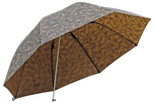 Fox Camo Brolly 60' - Vielseitiger Angelschirm für Karpfenangeln - Angelschirm in Camouflage, ideal für Karpfen- und Friedfischangeln. Mit 2000mm Wassersäule und flexibler Nutzung dank abschraubbarer Zentralstange.