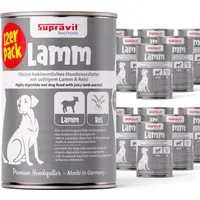 Supravit Nassfutter für Hunde mit Lamm & Reis – 12 x 410g Dosen - Hochwertiges Nassfutter für Hunde mit hohem Fleischanteil, getreidefrei und besonders gut verdaulich. Ideal für ernährungssensible Hunde – für eine naturnahe Ernährung ohne künstliche Zusatzstoffe.