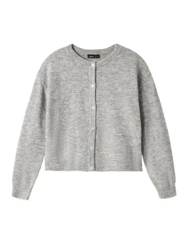 NAME IT Mädchen Nlflodet Ls Short Knit Cardigan, Light Grey Melange - Strickjacke für Mädchen von NAME IT, ideal für den Alltag und angenehm weich für höchsten Tragekomfort.