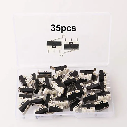 GTIWUNG 35 Stück Mini Mikroschalter, Mechanische Endschalter, AC 1 A 125 V 3 Pin SPDT Grenze Micro Switch R-Typ Hebel für Arduino