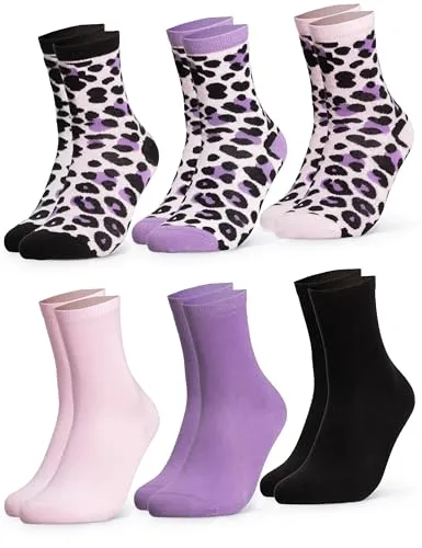 Occulto Damen Leo Socken 6er Pack (Modell: Leonie), Baumwollsocken Pink Mix 39-42