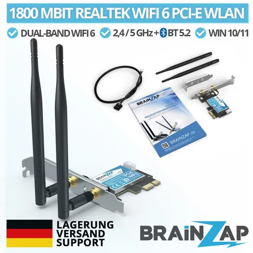 Mbit WiFi 6 PCIe PCI-Express AX1800 WLAN Karte 2,4/5,8 GHz Dual-Band BT5.2 1800