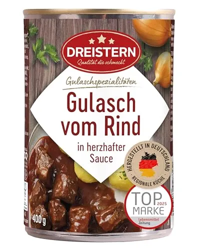 DREISTERN Rindergulasch 400g – Herzhaftes Fertiggericht
