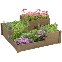 Outsunny Hochbeet - 122L x 122B x 51H cm - braun - Hochbeet aus 100% behandeltem Massivholz, ideal für Kräuter, Blumen und Gemüse. Perfekt für Ihren Garten, bietet Platz und Stil für Ihre Pflanzen.