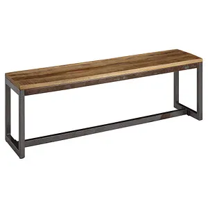 Rustikale Sitzbank 120 x 46 x 45 cm Braun - Sitzbänke im Vintage-Stil, handgefertigt aus robustem Mangoholz mit Klarlackschutz und stabilen Metallgestell, ideal für Esszimmer oder Flur, max. Belastbarkeit 140 kg.