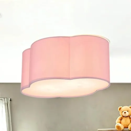Wolki Kinderzimmerleuchte Rosa 2x E27 - Deckenlampe für das Kinderzimmer, stilvolle Wolkenform aus Stoff, schafft eine gemütliche Atmosphäre für kleine Träumer.