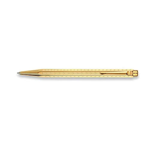 Caran d'Ache 898.208 - Kugelschreiber ECRIDOR CHEVRON mit Etui - Gold, 1 Stück (1er Pack)