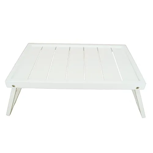 PrimoLiving Weißes Holz Betttablett klappbar