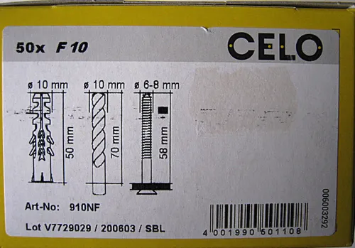 Dübel F 10 Universal CELO Mehrzweckdübel 10 er Dübel Spreizdübel 50 Mauerdübel