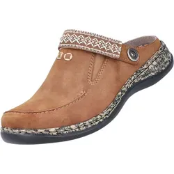 Rieker Pantolette Braun - Größe 40 - Damen Pantoletten aus leichtem Synthetik mit variablem Klett-Riemen für optimalen Halt und Komfort. Ideal auch als Hausschuhe, mit weichem Innenfutter und Leder-Decksohle.