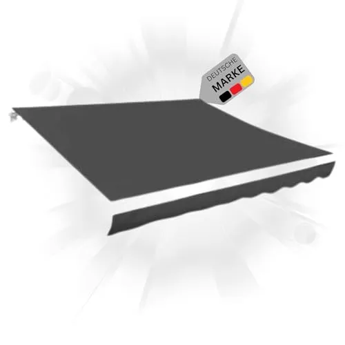 DELUKE® Markisenbespannung Anthrazit 350x250cm - Wasserabweisender und reißfester Markisenstoff aus hochwertigem Polyester, optimaler UV-Schutz und ideal für Veranda, Terrasse oder Garten.