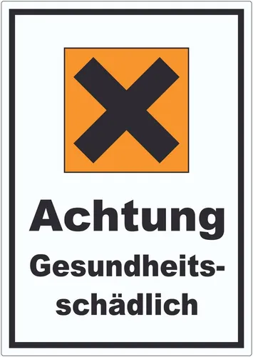 HB-Druck Aufkleber Aufkleber Gefahrensymbol Gesundheitsschädlich Kreuz, wetterfest, UV-beständig, kratzfest