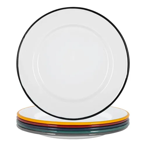 Argon Tableware Weiße Emaille -Dinner -Teller - 25,5cm - 6 Farben